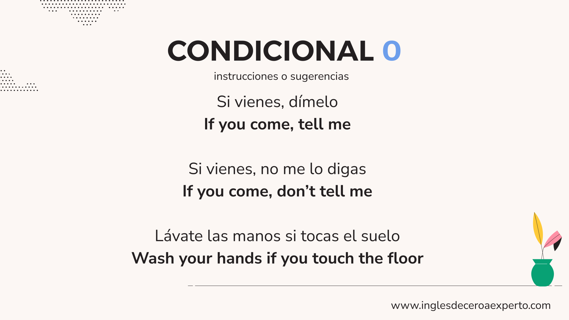 CONDICIONAL 0 INSTRUCCIONES EJEMPLOS