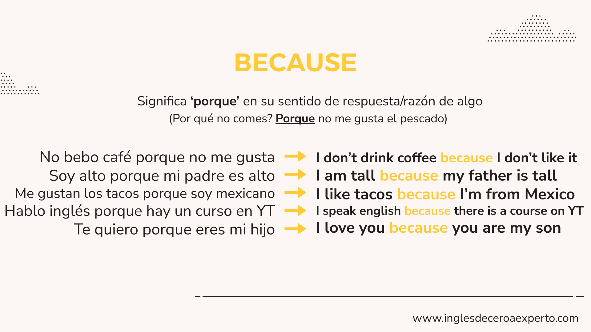 CONJUNCIÓN BECAUSE EN INGLÉS